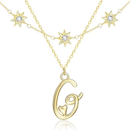 14K Gold A-Z Initial Lette Necklace Star Choker Women Necklace | Personalized Initial Jewelry, Meaningful Name Letter Gift for Women Wife Mom Friend, Perfect Present For Birthday/Anniversary - style: 14K Gold-G