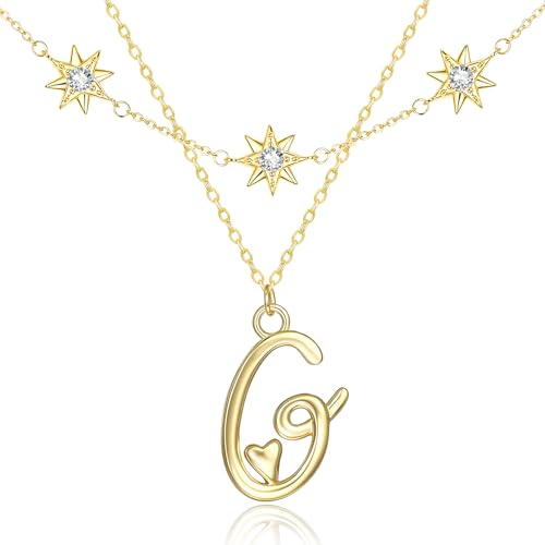 14K Gold A-Z Initial Lette Necklace Star Choker Women Necklace | Personalized Initial Jewelry, Meaningful Name Letter Gift for Women Wife Mom Friend, Perfect Present For Birthday/Anniversary - style: 14K Gold-G