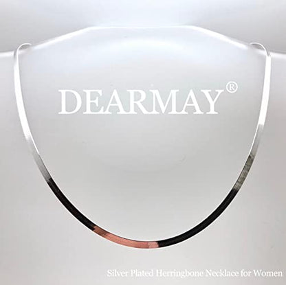 DEARMAY 14K Gold Plated Herringbone Necklaces for Women, Dainty Gold Snake Choker Chain Non Tarnish Trendy Simple Thin & Chunky Options Neckalce 1.5/3/5/6/8mm Chain Jewelry for Gifts - color: SL-3MM 18" Herringbone Necklace