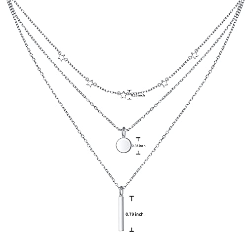 925 Sterling Silver Multilayer Layered Triple Long Chain Necklace for Women - style: Multilayer Layered