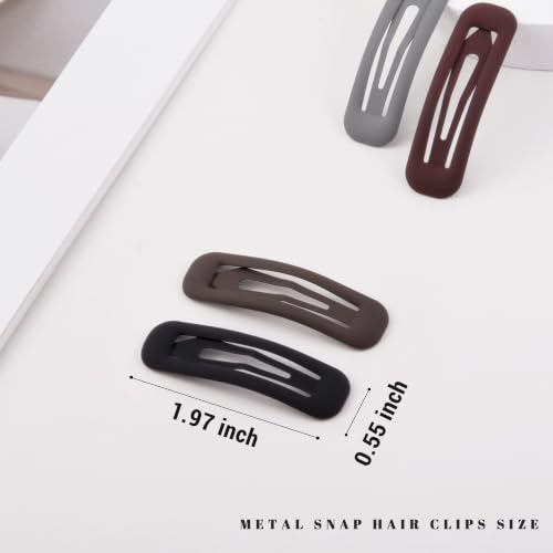 20 PCS Small Rectangle Hair Barrettes For Women Non Slips Snap Clips For Thin Fine Hair,Matte Black Dark Red Blue Brown Gray,1.97 x 0.55Inch - color: Matte Black Dark Red Blue Brown Gray