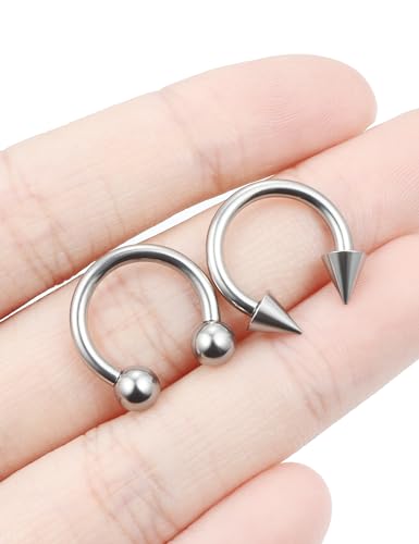 F136 Titanium 20/18/16/14/12/8/4/2g Septum Nose Rings Gauge Earrings Lip Rings Prince Albert Jewelry Internally Threaded Horseshoe Hoop Piercings - size: 12g*12mm