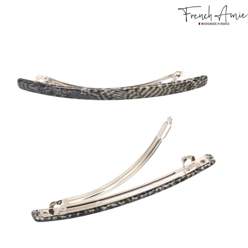 French Amie Long and Thin Opera Large 4 Inch Hair Clip Barrette | Handmade Automatic For Girls Women Teens Adults Everyday Style - color: Opera