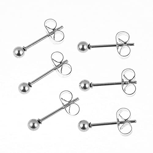Stainless Steel Earrings Hypoallergenic Earrings, Ball Stud Silver Stud Earrings Set for Women Men Girls, Nickel Free Earrings - style: 3pairs(3mm)