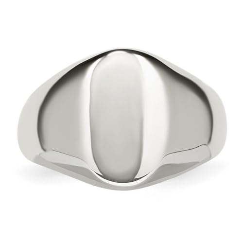 JewelryWeb Stainless Steel Polished Oval Signet Ring Ring for Women - size: 11