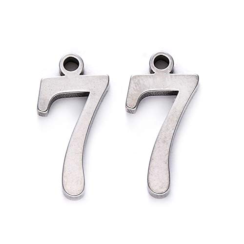 Pandahall 100Pcs Number.7 Stainless Steel Charms 15x7.5x1.5mm Arabic Numerals Pendants for DIY Jewelry Making