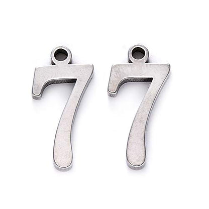 Pandahall 100Pcs Number.7 Stainless Steel Charms 15x7.5x1.5mm Arabic Numerals Pendants for DIY Jewelry Making