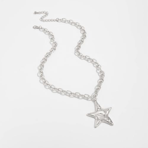 Big Star Necklace Chunky Necklace for Women Boho Thick Chain Statement Necklace Trendy Large Star Pendant Necklace Bold Vintage Chunky Jewelry - style: Style S
