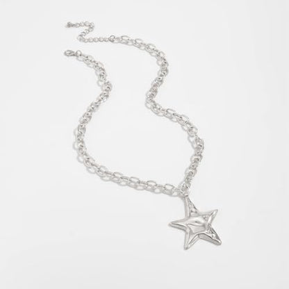 Big Star Necklace Chunky Necklace for Women Boho Thick Chain Statement Necklace Trendy Large Star Pendant Necklace Bold Vintage Chunky Jewelry - style: Style S