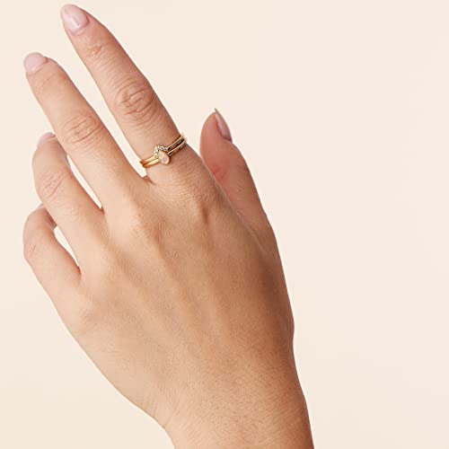 PAVOI 14K Gold Plated Cubic Zirconia & Opal Stackable Rings for Women | Classy Stacking Band with Gemstones, Everyday Jewelry - color: Rose Gold, size: 8, style: Opal