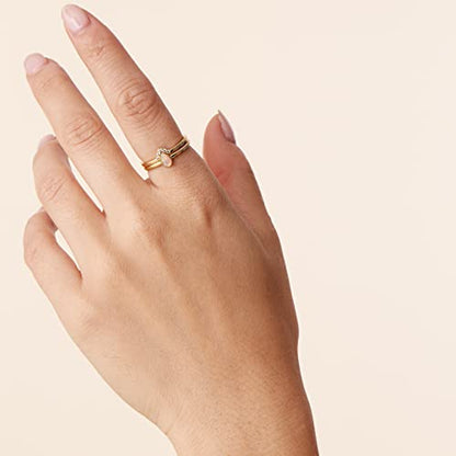 PAVOI 14K Gold Plated Cubic Zirconia & Opal Stackable Rings for Women | Classy Stacking Band with Gemstones, Everyday Jewelry - color: Rose Gold, size: 8, style: Opal
