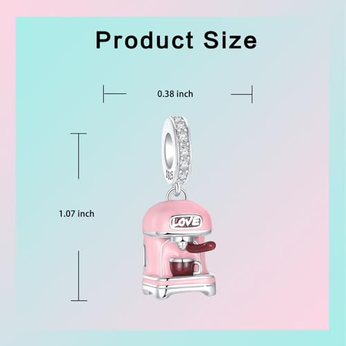 LUXILLA Charms for Bracelets & Necklace 925 Sterling Silver Charms Elephant Happy Birthday Charm Fit for Valentine's Day Mother's Day Jewelry Gift for Women - color: Coffee Machine Dangle Charm