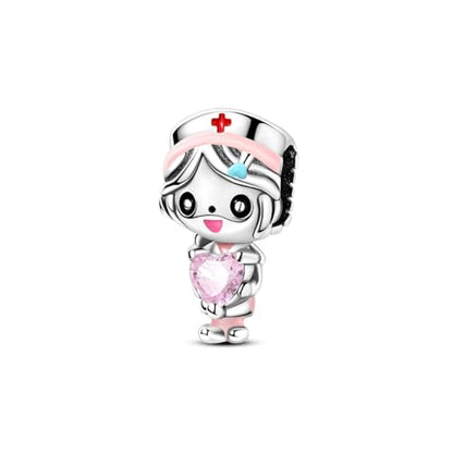 NARMO 925 Sterling Silver Charm Bead for Bracelets Silver Charms for Women - color: Nurse