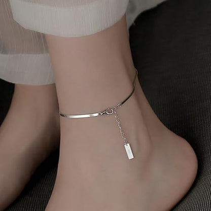 Gold Anklets Bracelets for Women,925 Sterling Silver Waterproof Dainty Heart Anklet Snake Chain Link 14K Gold Plated Non Tarnish Ankle Chain Summer Beach Foot Jewelry Graduation Wedding Gifts - color: Silver