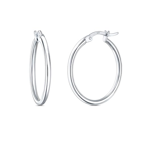 Charmsy 925 Sterling Silver Hoop Earrings | Lightweight Italian 2.5mm Tube Diamond-Cut Round Classic Hoops Earring for Women | Size 15/20/25/30/35/40/50/60/70mm | Small Medium Large - color: Classic, size: 40 MM