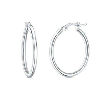 Charmsy 925 Sterling Silver Hoop Earrings | Lightweight Italian 2.5mm Tube Diamond-Cut Round Classic Hoops Earring for Women | Size 15/20/25/30/35/40/50/60/70mm | Small Medium Large - color: Classic, size: 25 MM