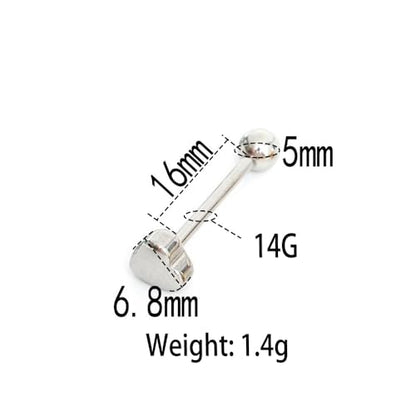 14G Heart Tongue Rings 316L Stainless Steel Tongue Barbell Straight Bar Tongue Piercing Jewelry for Women