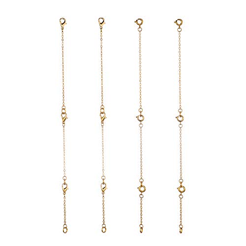 Softones 12-18Pcs Ankle Bracelets Extenders-Extension for Womens Jewelry(1 2 3 Inch),with Lobster Clasp and O-Clasp from Gold Silver Rose Gold - color: B:Gold 6-Lobster clasp 6-O-clasp