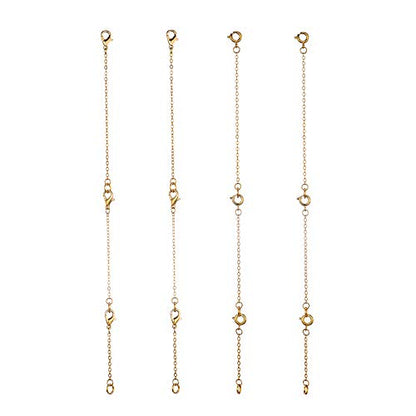 Softones 12-18Pcs Ankle Bracelets Extenders-Extension for Womens Jewelry(1 2 3 Inch),with Lobster Clasp and O-Clasp from Gold Silver Rose Gold - color: B:Gold 6-Lobster clasp 6-O-clasp