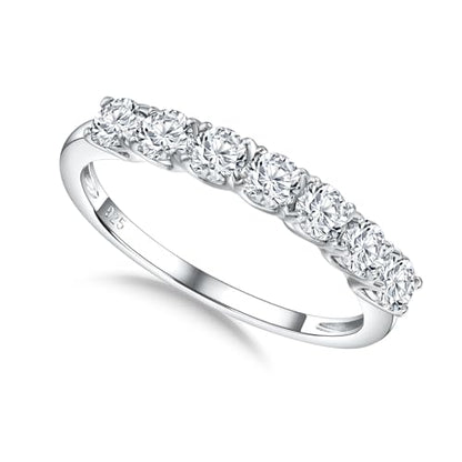 3.5mm Stackable Rings S925 Sterling Silver Created Birthstone & Cubic Zirconia Ring for Women Wedding Bands Anniversary Birthday Jewelry Size 6 to 10(with Box) - color: 04-Cubic Zirconia-Apr