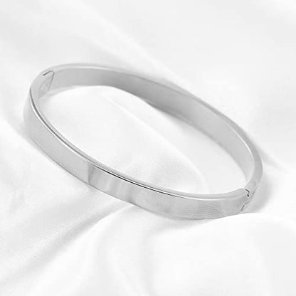 MYNENEY Womens Bracelets Stainless Steel Pave Cubic Zironia Stackable - color: 6mm-Silver, size: 6.3 Inch