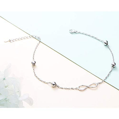 Anklet for Women 925 Sterling Silver Foot Adjustable Ankle Bracelet Jewelry - style: Infinity 10+1inches