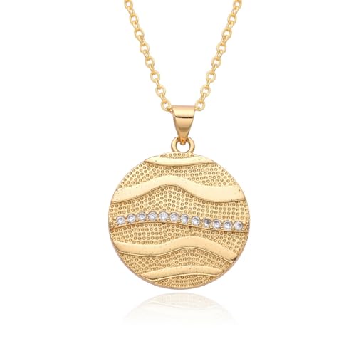 Dainty Necklace Initial Necklace For Women Round Moon star Clover Pendant Chain Coin Necklaces - color: J