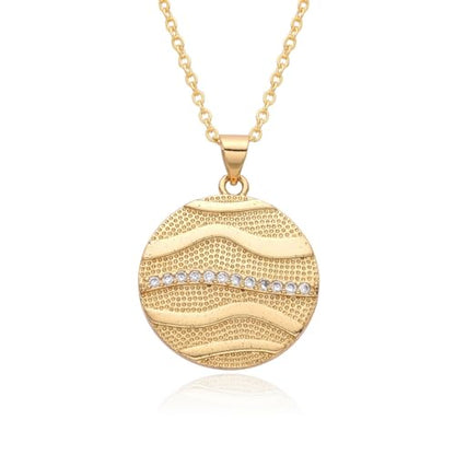 Dainty Necklace Initial Necklace For Women Round Moon star Clover Pendant Chain Coin Necklaces - color: J