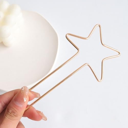 Retro Hair Pins, U-Shaped Hair Sticks, Heart Styling Hair Forks - Simple Metal Heart and Star Design Hairpins for Women and Girls 2Pack