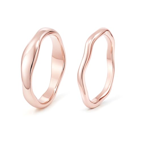 Gold Rings for Women Men Non Tarnish, Waterproof Chunky 14K Gold Plated Dainty Stackable Rings Trendy Statement Pinky Thumb Rings Engagement Eternity Wedding Band Ring Stacking Gold Jewelry Size 3 4 5 6 7 8 9 10 11 - color: Rose Gold, size: 5.5