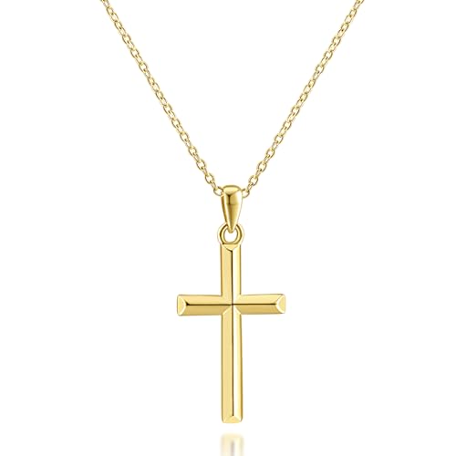 Cross Necklace for Women Gold Cross Necklaces for Women | Cross Chain 14K Gold Cross Necklace for Women Beauty Gold Faith Pendant Necklaces for Women Cross Necklaces 20/25mm - size: 25MM