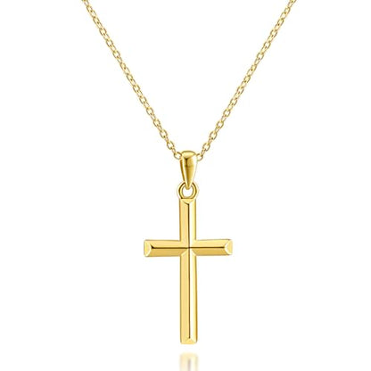 Cross Necklace for Women Gold Cross Necklaces for Women | Cross Chain 14K Gold Cross Necklace for Women Beauty Gold Faith Pendant Necklaces for Women Cross Necklaces 20/25mm - size: 25MM