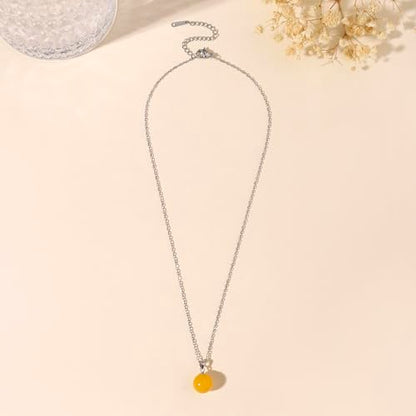 Natural Jade Necklace for Women Sterling Silver Adjustable Handmade Green Jade Pendant Necklaces Healing Crystal Necklace Good Luck Gift for Her - style: Citrine Necklace