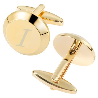 GWD Cufflinks for Men Stainless Steel Initial Cuff Links Alphabet Letter A-Z Groom Father Gift - style: I