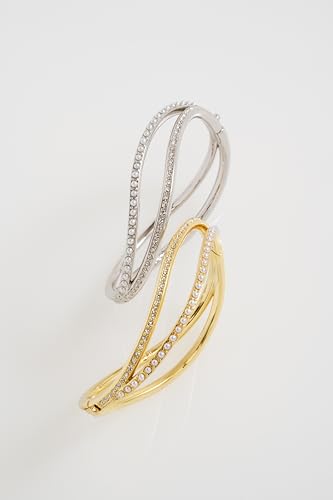 Ted Baker London Wavie Jewelled Wave Hinged Bangle Bracelet for Women - color: Silver/Pearl and Crystal