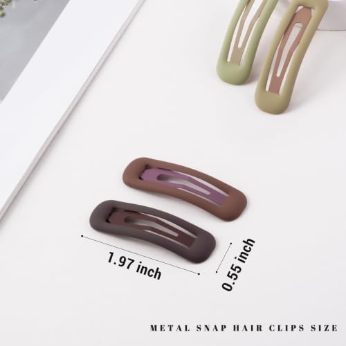 20 PCS Small Rectangle Hair Barrettes For Women Non Slips Snap Clips For Thin Fine Hair,Matte Brown Green Yellow,1.97 x 0.55Inch - color: Matte Brown Green Yellow
