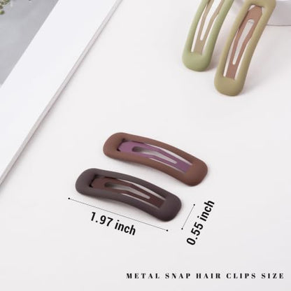 20 PCS Small Rectangle Hair Barrettes For Women Non Slips Snap Clips For Thin Fine Hair,Matte Brown Green Yellow,1.97 x 0.55Inch - color: Matte Brown Green Yellow