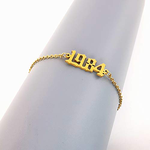 CSIYANJRY99 Birth Year Ankle Bracelets for Women14K Gold Plated Birth Year Number Anklets Adjustable Chain Beach Foot Ankle Bracelets for Women Birthday - style: 1984