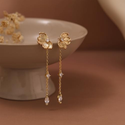 Dangle Earrings for Women,Dainty 14K Gold Plated Long Earrings Statement Gold Drop Earrings Unique Long Earrings For Women Trendy Jewelry Fashion Accessories - color: dangle4-Gold
