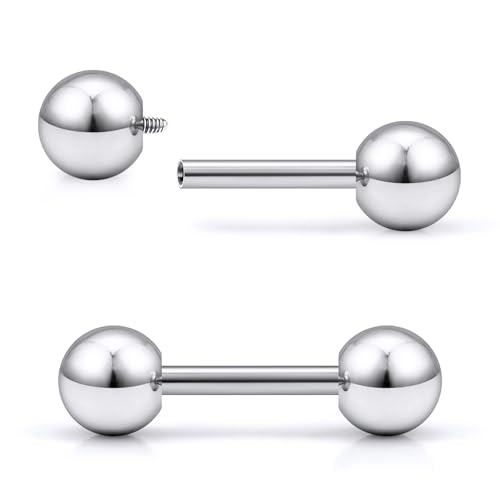 20G 18G 16G Titanium Earrings Studs Set for Sensitive Ears Hypoallergenic Piercing Jewelry Internally Threaded Cartilage Conch Helix Rook Tragus Earring Hoop Eyebrow For Women Men Ball 3-6mm - size: 20G-4MM