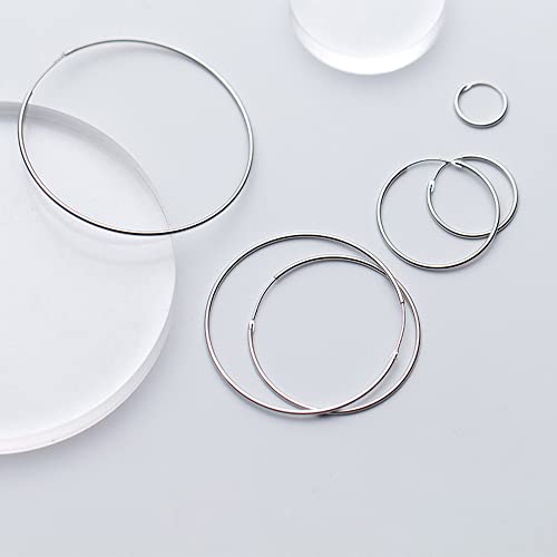 Chic 925 Sterling Silver Big Hoop Earrings Minimalist Round Circle Endless Large Huggie Hoops Statement Earrings 50/60/70/90mm Hypoallergenic Fashion Jewelry Gifts for Women Girls - style: 80mm