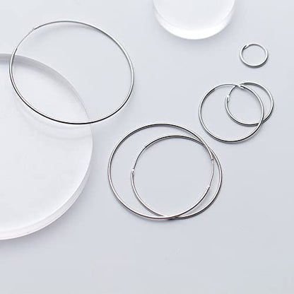 Chic 925 Sterling Silver Big Hoop Earrings Minimalist Round Circle Endless Large Huggie Hoops Statement Earrings 50/60/70/90mm Hypoallergenic Fashion Jewelry Gifts for Women Girls - style: 30mm