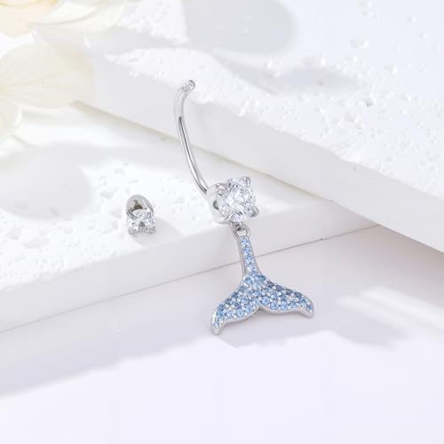 Belly Button Rings 925 Sterling Silver Belly Piercing Jewelry Hypoallergenic Navel Rings Gifts for Women - style: Mermaid Tail