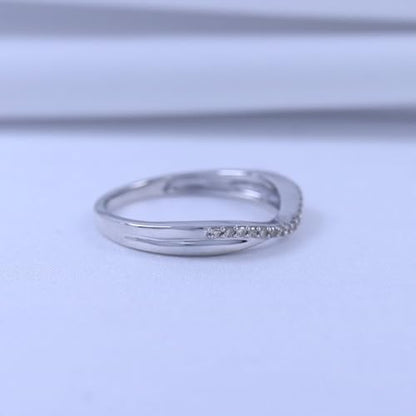 Twisted Contour Enhancer Wedding Band Ring for Women,0.10 CT | Metal: 10K Gold; 14K Gold; Sterling Silver|Stone: Natural Diamond Accent; Moissanite - color: 925 White Gold, size: 10.5