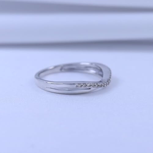 Twisted Contour Enhancer Wedding Band Ring for Women,0.10 CT | Metal: 10K Gold; 14K Gold; Sterling Silver|Stone: Natural Diamond Accent; Moissanite - color: 925 White Gold, size: 6.5