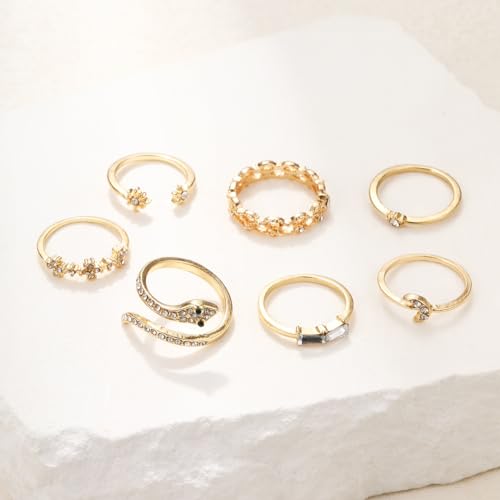 FUTIMELY Boho Retro Stackable Rings Sets for Women Knuckle Joint Finger Knuckle Nail Ring Sets Moon Stars Stack Preppy Statement Rings Cute Trendy Stuff Jewelry - style: E-5