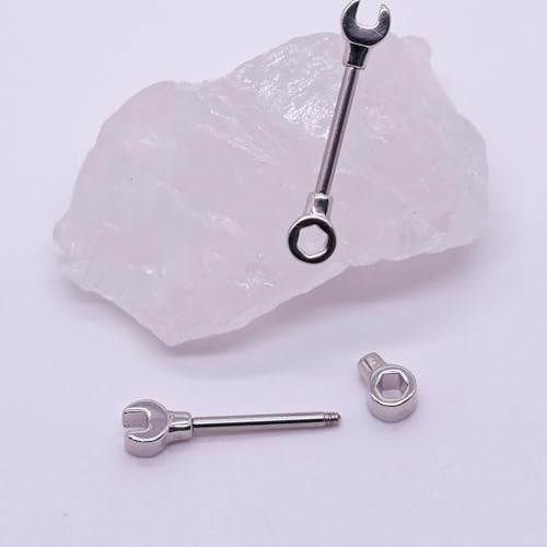 14G Wrench Barbell Nipple Ring 316L Anchor and Rudder Nipple Barbell Screw Nipple Rings Body Piercing Jewelry for Women Men - color: Silver-Wrench