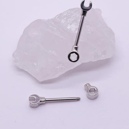 14G Wrench Barbell Nipple Ring 316L Anchor and Rudder Nipple Barbell Screw Nipple Rings Body Piercing Jewelry for Women Men - color: Silver-Wrench