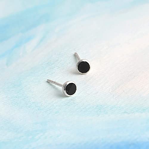 Boma Jewelry Sterling Silver Mini Circle Stud Earrings - color: Onyx
