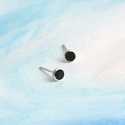 Boma Jewelry Sterling Silver Mini Circle Stud Earrings - color: Onyx